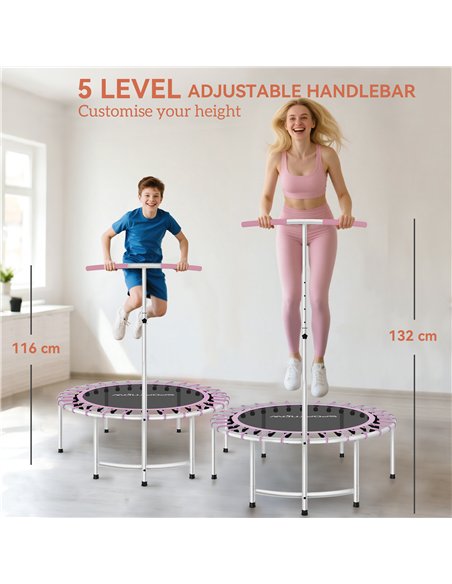 SPORTNOW 40" Fitness Trampoline, Mini Rebounder Trampoline for Adults with 5-Level Adjustable Handle, Indoor Exercise Bungee Reb - pic 174438 | FastDaddyshop