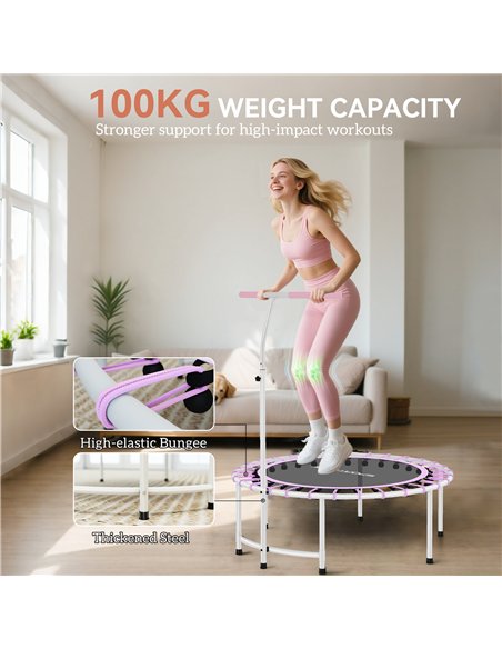 SPORTNOW 40" Fitness Trampoline, Mini Rebounder Trampoline for Adults with 5-Level Adjustable Handle, Indoor Exercise Bungee Reb - pic 174439 | FastDaddyshop