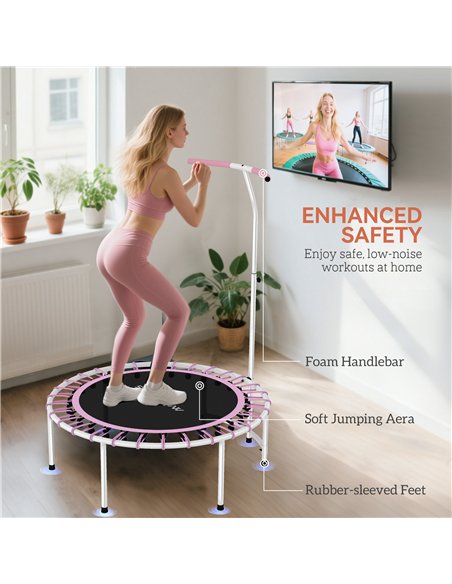 SPORTNOW 40" Fitness Trampoline, Mini Rebounder Trampoline for Adults with 5-Level Adjustable Handle, Indoor Exercise Bungee Reb - pic 174440 | FastDaddyshop