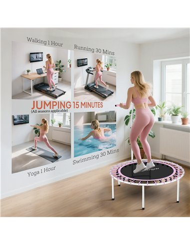 SPORTNOW 40" Fitness Trampoline, Mini Rebounder Trampoline for Adults with 5-Level Adjustable Handle, Indoor Exercise Bungee Reb