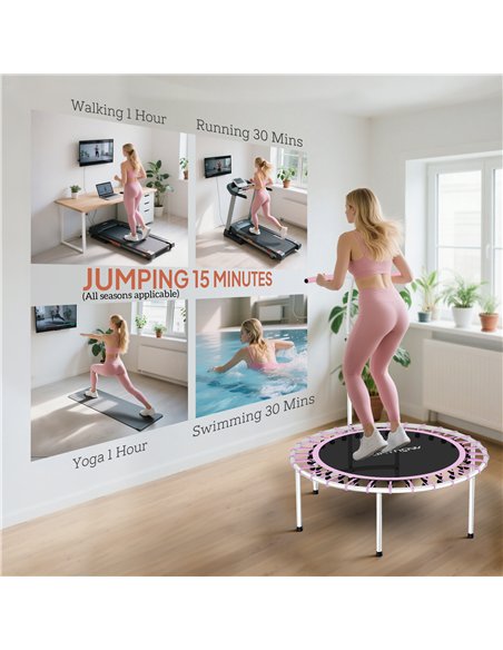 SPORTNOW 40" Fitness Trampoline, Mini Rebounder Trampoline for Adults with 5-Level Adjustable Handle, Indoor Exercise Bungee Reb - pic 174441 | FastDaddyshop