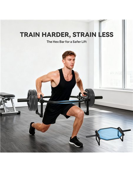 SPORTNOW Olympic Trap Bar, 2" Hex Barbell Bar with 300kg Capacity for Deadlifts, Shrugs, Squats and Farmer Walks - pic 174448 | FastDaddyshop