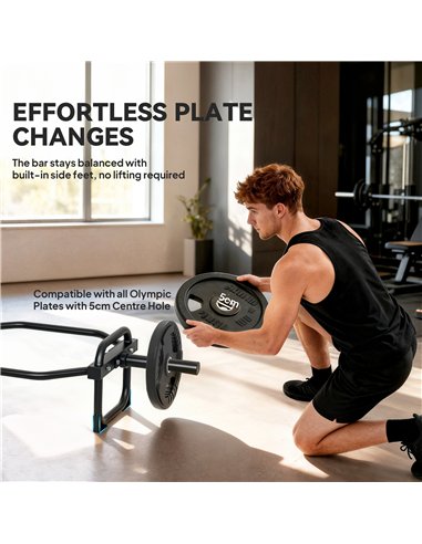 SPORTNOW Olympic Trap Bar, 2" Hex Barbell Bar with 300kg Capacity for Deadlifts, Shrugs, Squats and Farmer Walks