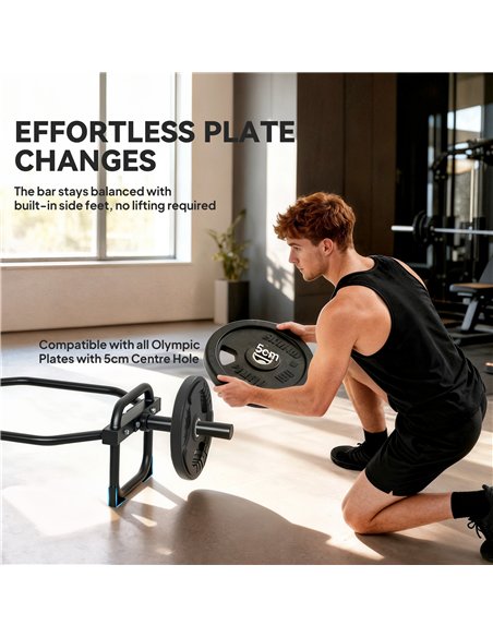 SPORTNOW Olympic Trap Bar, 2" Hex Barbell Bar with 300kg Capacity for Deadlifts, Shrugs, Squats and Farmer Walks - pic 174449 | FastDaddyshop