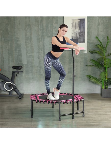 SPORTNOW 45" Rebounder Trampoline for Adults, Quiet Bungee Rebounder with LED Lights and Adjustable Handle, Pink - pic 174454 | FastDaddyshop
