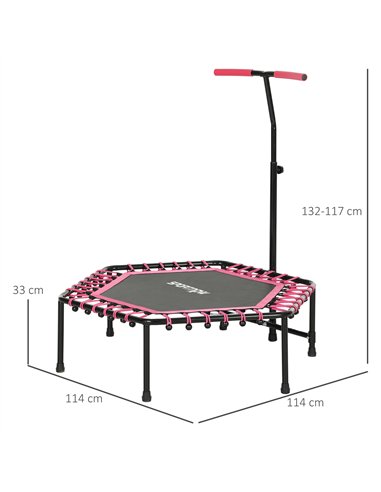 SPORTNOW 45" Rebounder Trampoline for Adults, Quiet Bungee Rebounder with LED Lights and Adjustable Handle, Pink