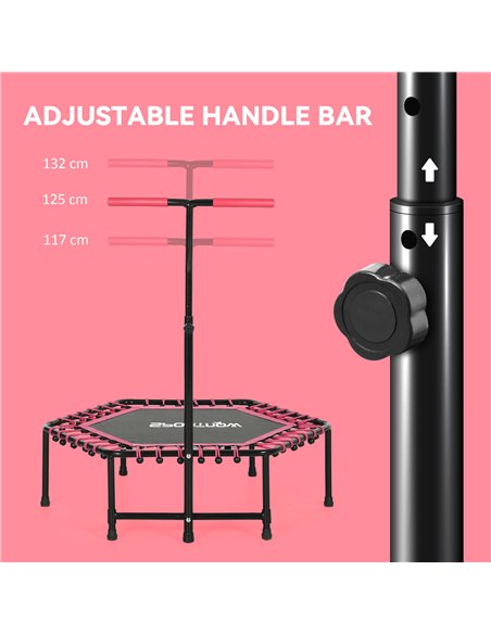 SPORTNOW 45" Rebounder Trampoline for Adults, Quiet Bungee Rebounder with LED Lights and Adjustable Handle, Pink - pic 174457 | FastDaddyshop
