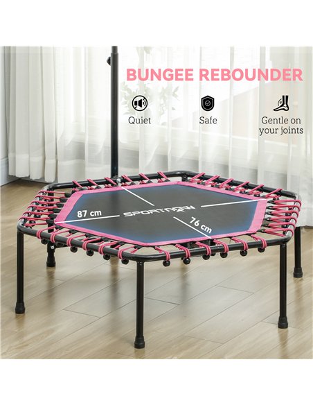SPORTNOW 45" Rebounder Trampoline for Adults, Quiet Bungee Rebounder with LED Lights and Adjustable Handle, Pink - pic 174458 | FastDaddyshop