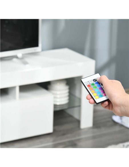 Homcom 1600mm High Gloss Futuristic TV Stand with LED Lights, White - pic 17446 | FastDaddyshop