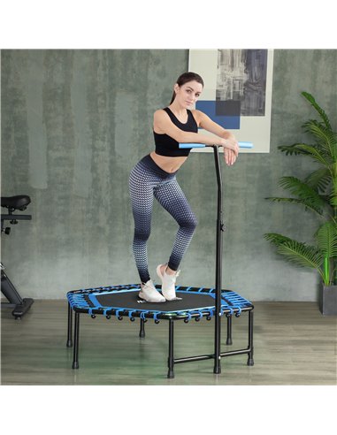 SPORTNOW 45" Rebounder Trampoline for Adults, Quiet Bungee Rebounder with LED Lights and Adjustable Handle, Blue