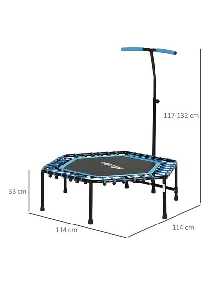 SPORTNOW 45" Rebounder Trampoline for Adults, Quiet Bungee Rebounder with LED Lights and Adjustable Handle, Blue - pic 174464 | FastDaddyshop