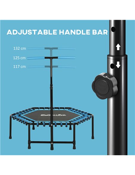 SPORTNOW 45" Rebounder Trampoline for Adults, Quiet Bungee Rebounder with LED Lights and Adjustable Handle, Blue - pic 174466 | FastDaddyshop
