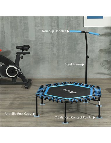 SPORTNOW 45" Rebounder Trampoline for Adults, Quiet Bungee Rebounder with LED Lights and Adjustable Handle, Blue