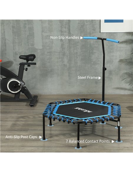 SPORTNOW 45" Rebounder Trampoline for Adults, Quiet Bungee Rebounder with LED Lights and Adjustable Handle, Blue - pic 174468 | FastDaddyshop