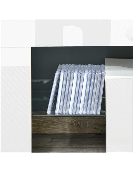 Homcom 1600mm High Gloss Futuristic TV Stand with LED Lights, White - pic 17447 | FastDaddyshop