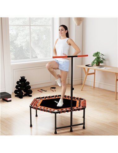 SPORTNOW 45" Rebounder Trampoline for Adults, Quiet Bungee Rebounder with LED Lights and Adjustable Handle, Orange