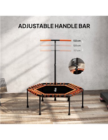SPORTNOW 45" Rebounder Trampoline for Adults, Quiet Bungee Rebounder with LED Lights and Adjustable Handle, Orange
