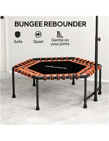 SPORTNOW 45" Rebounder Trampoline for Adults, Quiet Bungee Rebounder with LED Lights and Adjustable Handle, Orange