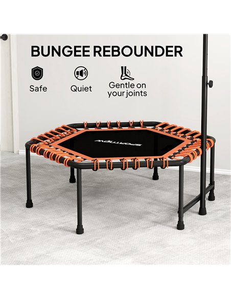 SPORTNOW 45" Rebounder Trampoline for Adults, Quiet Bungee Rebounder with LED Lights and Adjustable Handle, Orange - pic 174476 | FastDaddyshop