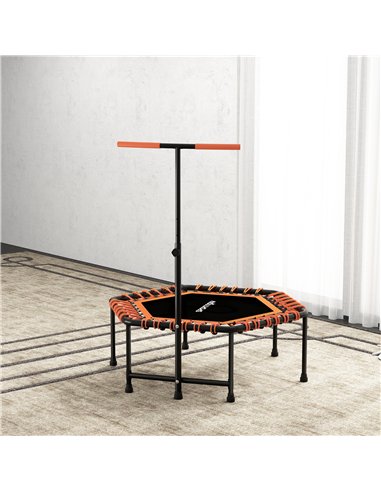 SPORTNOW 45" Rebounder Trampoline for Adults, Quiet Bungee Rebounder with LED Lights and Adjustable Handle, Orange