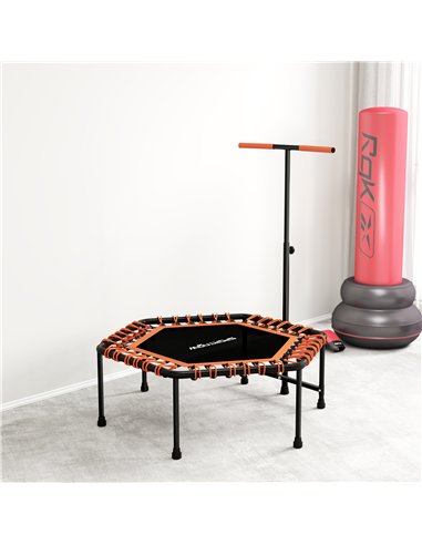 SPORTNOW 45" Rebounder Trampoline for Adults, Quiet Bungee Rebounder with LED Lights and Adjustable Handle, Orange