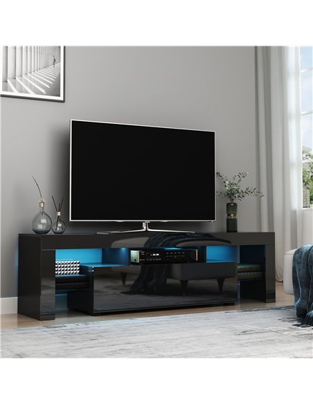Homcom 1600mm High Gloss Futuristic TV Stand with LED Lights, Black - pic 17448 | FastDaddyshop