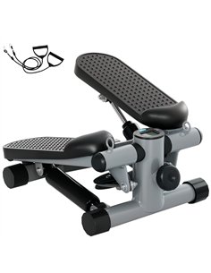 SPORTNOW Mini Stepper, Compact Step Machine Exerciser for Home Workouts, with Resistance Bands, LCD Monitor, Non-Slip Pedals