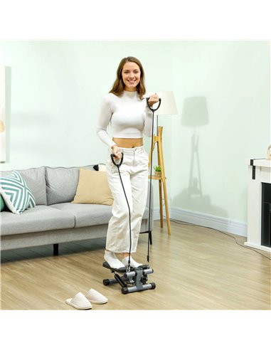 SPORTNOW Mini Stepper, Compact Step Machine Exerciser for Home Workouts, with Resistance Bands, LCD Monitor, Non-Slip Pedals