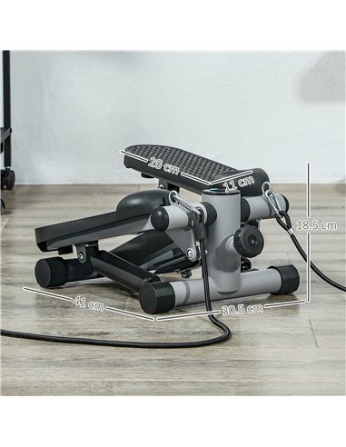 SPORTNOW Mini Stepper, Compact Step Machine Exerciser for Home Workouts, with Resistance Bands, LCD Monitor, Non-Slip Pedals