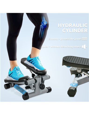 SPORTNOW Mini Stepper, Compact Step Machine Exerciser for Home Workouts, with Resistance Bands, LCD Monitor, Non-Slip Pedals