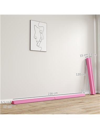 SPORTNOW 7.7ft Folding Gymnastics Beam, Floor Balance Beam for Kids with Anti-Slip Base, Gymnastics Equipment for Home, Pink