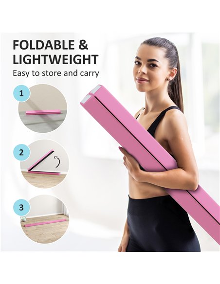 SPORTNOW 7.7ft Folding Gymnastics Beam, Floor Balance Beam for Kids with Anti-Slip Base, Gymnastics Equipment for Home, Pink - pic 174501 | FastDaddyshop