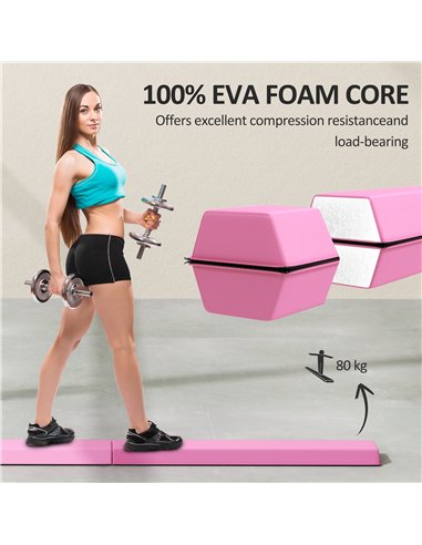 SPORTNOW 7.7ft Folding Gymnastics Beam, Floor Balance Beam for Kids with Anti-Slip Base, Gymnastics Equipment for Home, Pink