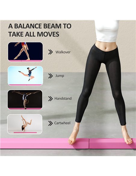 SPORTNOW 7.7ft Folding Gymnastics Beam, Floor Balance Beam for Kids with Anti-Slip Base, Gymnastics Equipment for Home, Pink - pic 174504 | FastDaddyshop