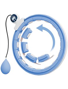SPORTNOW Smart Weighted Hula Hoop, Massage Hula Ring w/ 16 Detachable Knots, 360° Auto-Rotating Ball, Digital Counter Light Blue