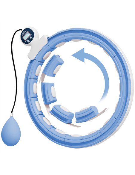 SPORTNOW Smart Weighted Hula Hoop, Massage Hula Ring w/ 16 Detachable Knots, 360° Auto-Rotating Ball, Digital Counter Light Blue - pic 174507 | FastDaddyshop