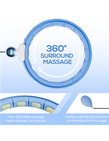 SPORTNOW Smart Weighted Hula Hoop, Massage Hula Ring w/ 16 Detachable Knots, 360° Auto-Rotating Ball, Digital Counter Light Blue - pic 174510 | FastDaddyshop