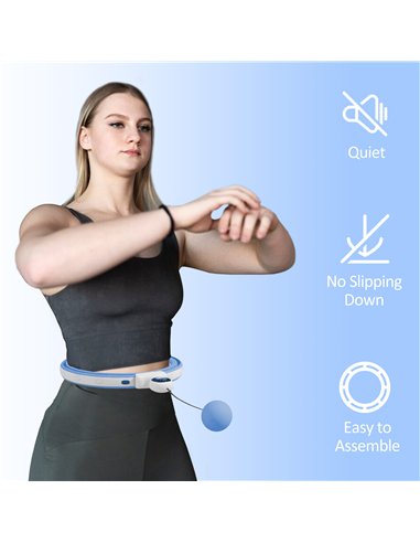 SPORTNOW Smart Weighted Hula Hoop, Massage Hula Ring w/ 16 Detachable Knots, 360° Auto-Rotating Ball, Digital Counter Light Blue