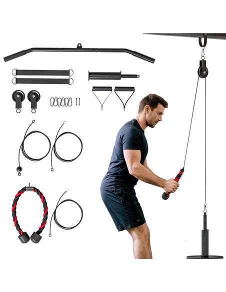 SPORTNOW Weight Pulley System, Cable Pulley System for Home Gym, Cable Machine LAT Pull Down Attachment for Biceps Curl, Tricep, - pic 174516 | FastDaddyshop