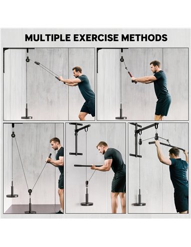 SPORTNOW Weight Pulley System, Cable Pulley System for Home Gym, Cable Machine LAT Pull Down Attachment for Biceps Curl, Tricep,