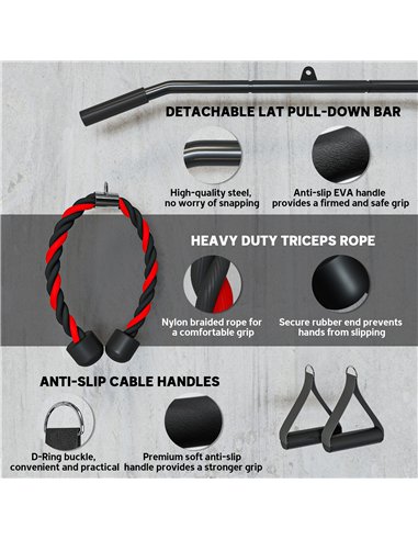 SPORTNOW Weight Pulley System, Cable Pulley System for Home Gym, Cable Machine LAT Pull Down Attachment for Biceps Curl, Tricep,