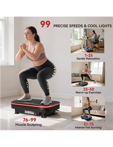 SPORTNOW Vibration Plate Exercise Machine with Cool Lights, 99 Speed Levels