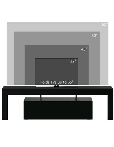 Homcom 1600mm High Gloss Futuristic TV Stand with LED Lights, Black