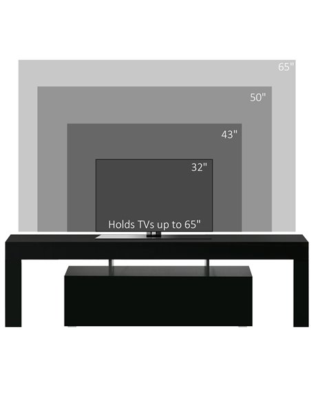 Homcom 1600mm High Gloss Futuristic TV Stand with LED Lights, Black - pic 17453 | FastDaddyshop