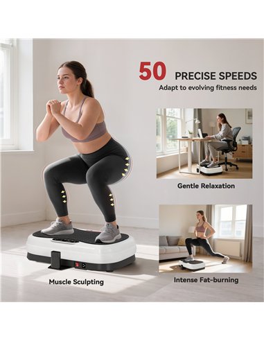 SPORTNOW Vibration Plate, with Adjustable/Removable Handle, Preset Modes, 50 Speeds