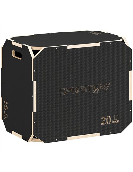 SPORTNOW Non-Slip Plyo Box, Corner-free Wooden Jump Box, 41 x 61 x 51 cm - pic 174543 | FastDaddyshop