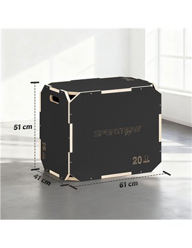 SPORTNOW Non-Slip Plyo Box, Corner-free Wooden Jump Box, 41 x 61 x 51 cm