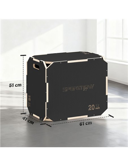 SPORTNOW Non-Slip Plyo Box, Corner-free Wooden Jump Box, 41 x 61 x 51 cm - pic 174545 | FastDaddyshop