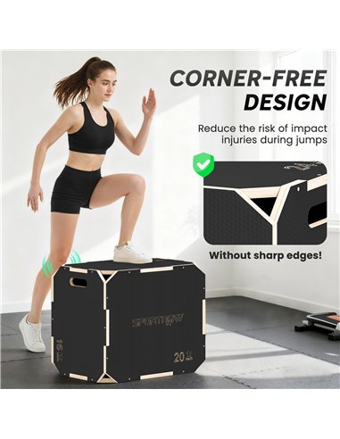 SPORTNOW Non-Slip Plyo Box, Corner-free Wooden Jump Box, 41 x 61 x 51 cm