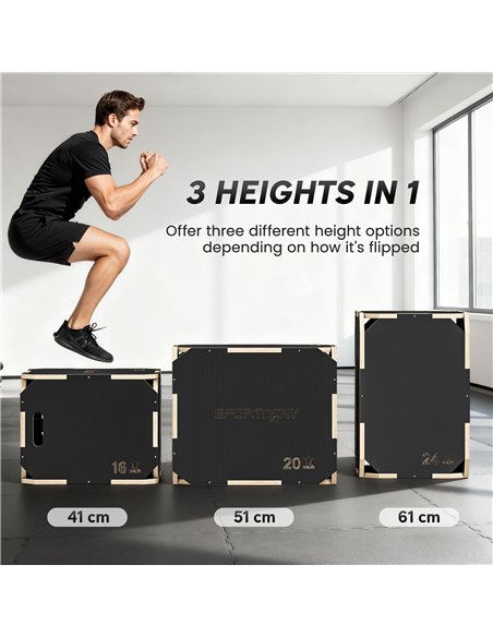 SPORTNOW Non-Slip Plyo Box, Corner-free Wooden Jump Box, 41 x 61 x 51 cm - pic 174547 | FastDaddyshop